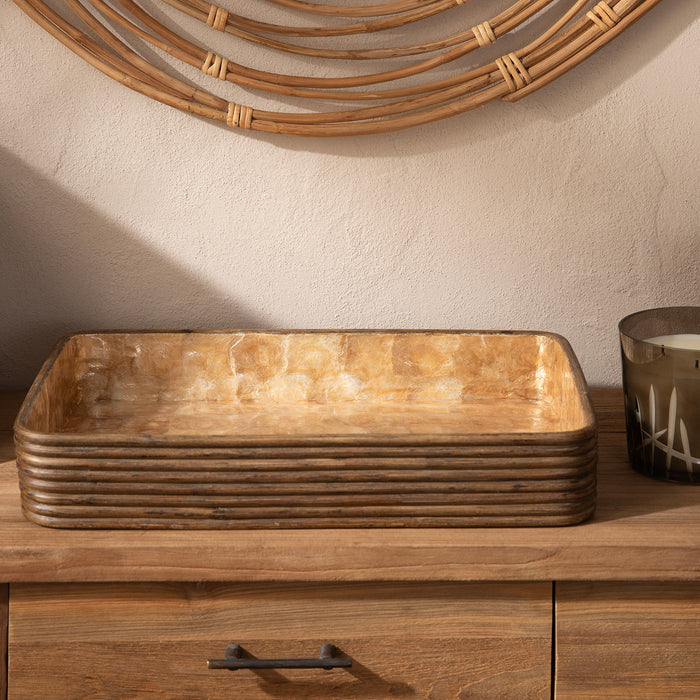 Innoq Round Decorative Tray 52x13 inch Pearl