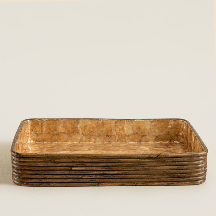 Innoq Round Decorative Tray 52x13 inch Pearl