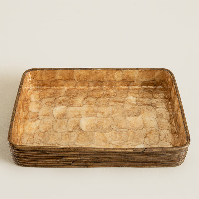 Innoq Round Decorative Tray 52x13 inch Pearl