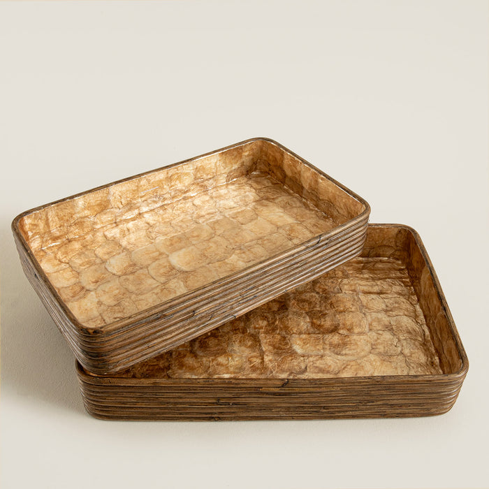 Innoq Round Decorative Tray 52x13 inch Pearl