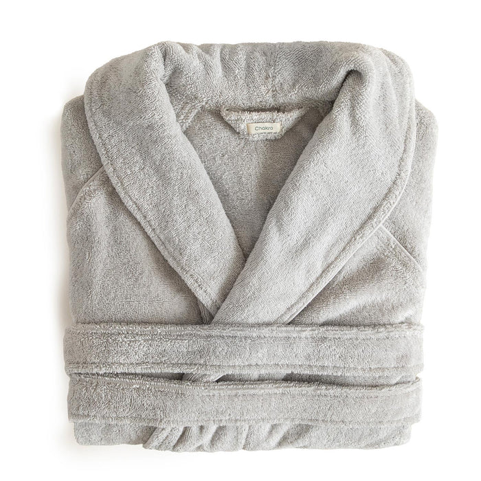 Solid Unisex Terry Cloth Bathrobe Grey