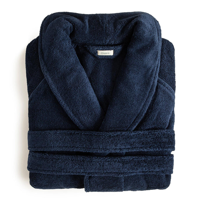 Solid Unisex Terry Cloth Bathrobe Marine Blue