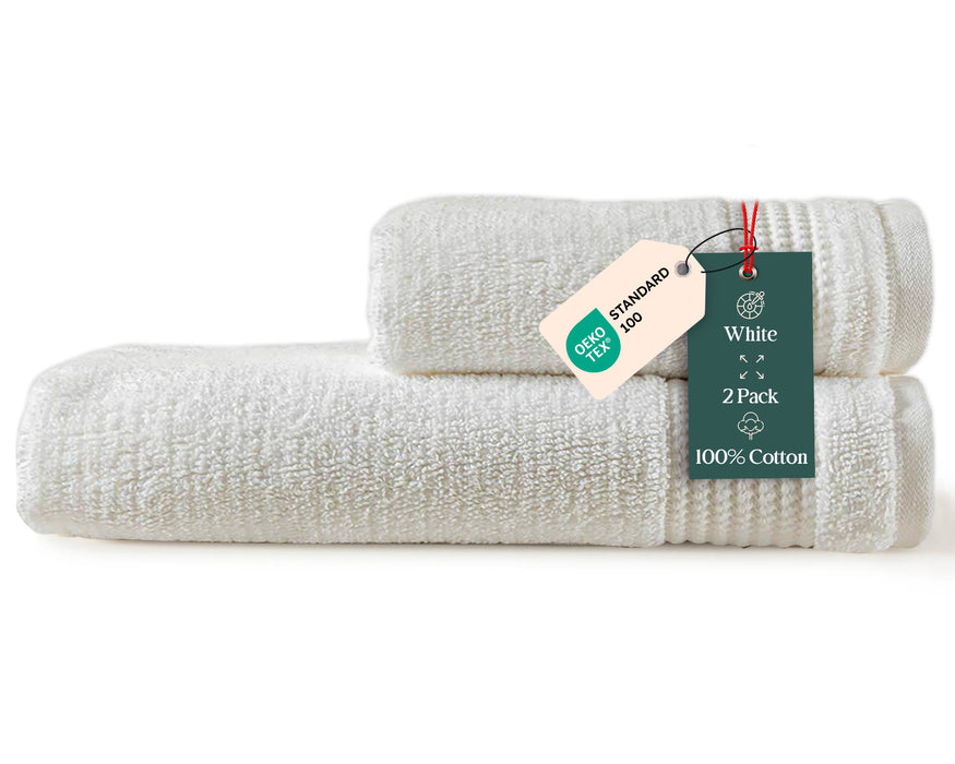 Eva Bundle 2 Pack of Washcloth and Face Towel White