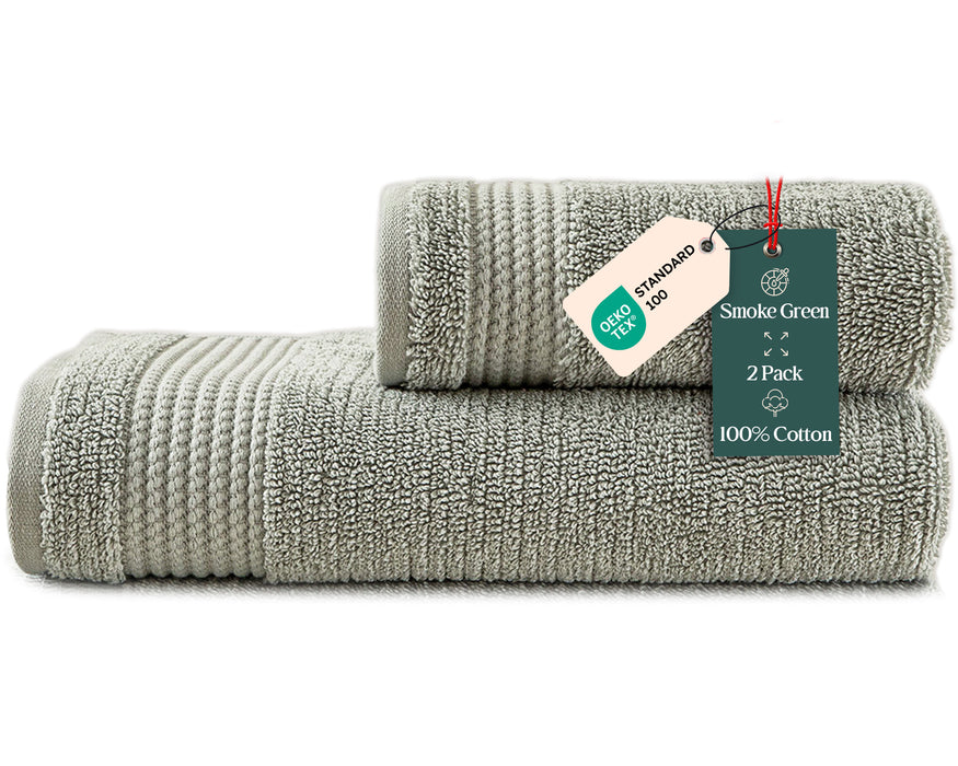 Eva Bundle 2 Pack of Washcloth and Hand Towel Smoke Green