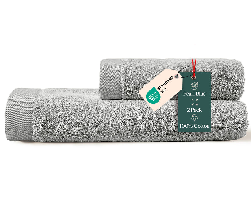 Eva Bundle 2 Pack of Washcloth and Face Towel Pearl Blue
