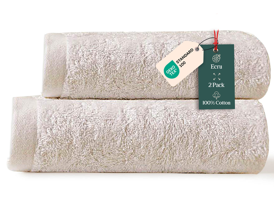 Solid Bundle 2 Pack of Washcloth and Face Towel Ecru