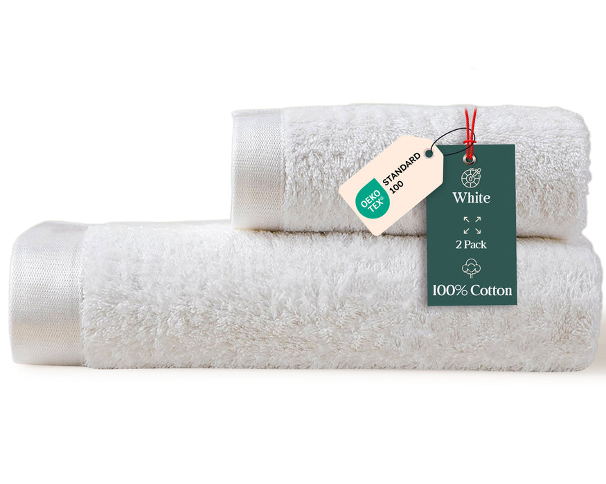 Solid Bundle 2 Pack of Washcloth and Face Towel White