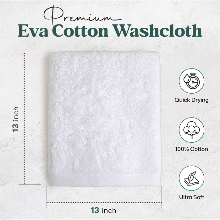 Solid Bundle 2 Pack of Washcloth and Face Towel White