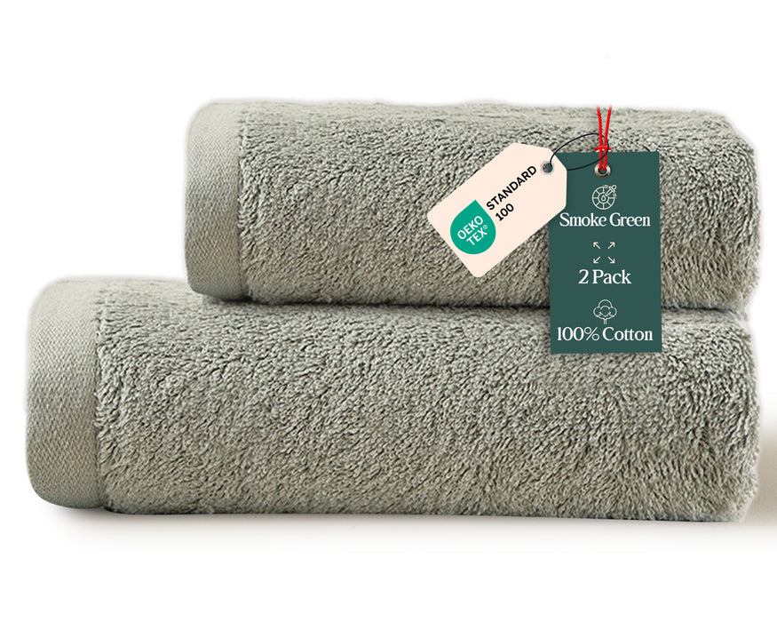 Solid Bundle 2 Pack of Washcloth and Face Towel Smoke Green