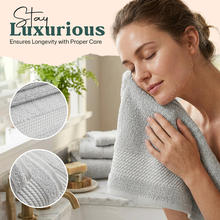 Eva Bundle 3 Pack of Washcloth, Bath and Hand Towels Pearl Blue