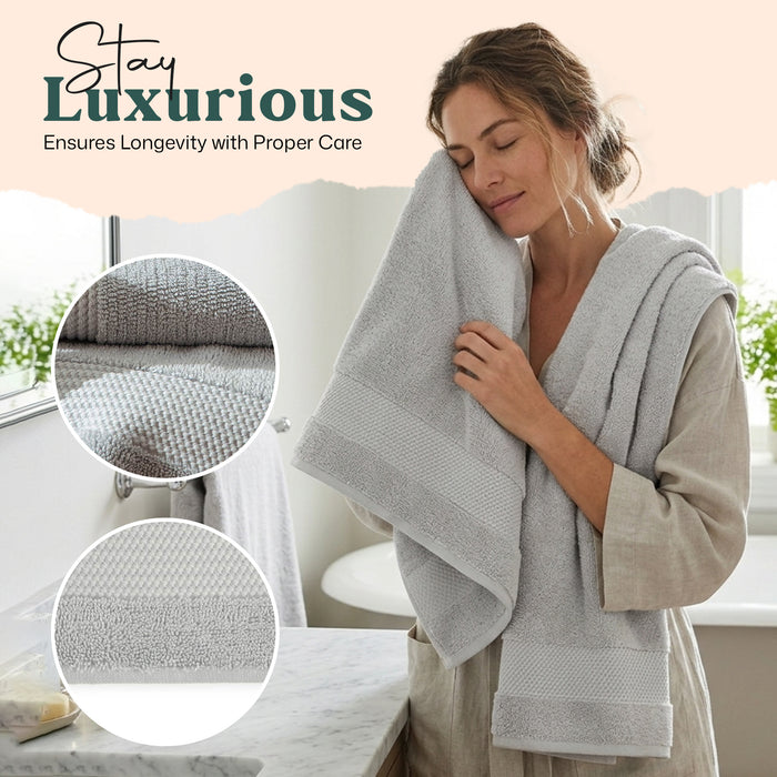 Eva Bundle 3 Pack of Washcloth, Bath and Hand Towels Pearl Blue