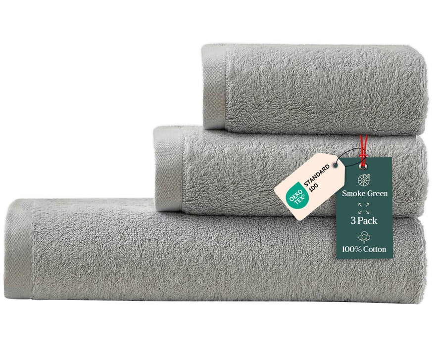 Floss Bundle 3 Pack of Washcloth, Bath and Hand Towels Smoke Green