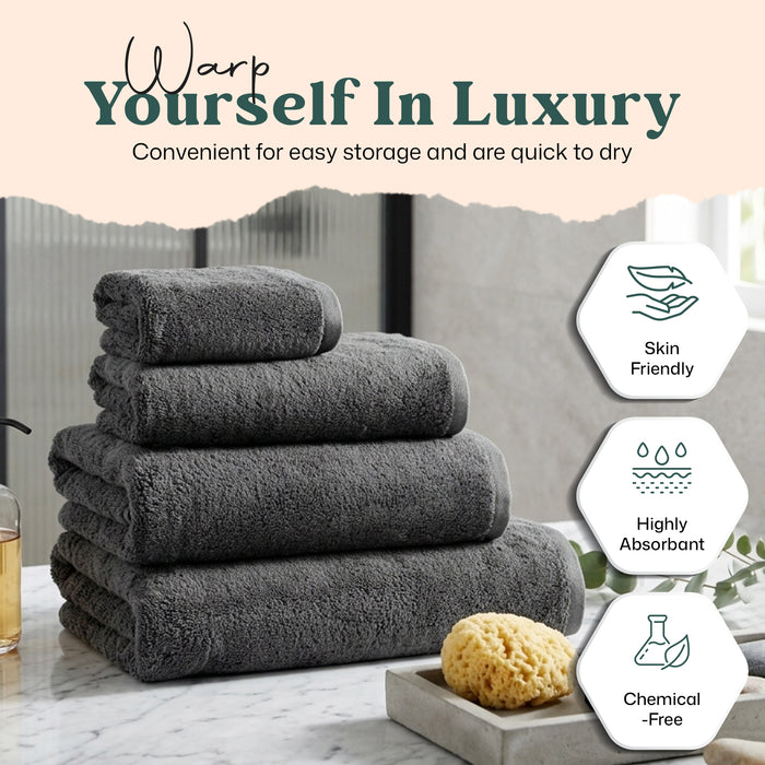 Solid Bundle 3 Pack of Washcloth, Bath and Hand Towels Anthracite