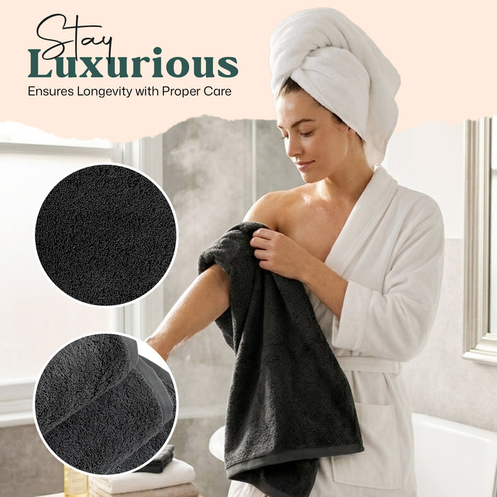 Solid Bundle 3 Pack of Washcloth, Bath and Hand Towels Anthracite