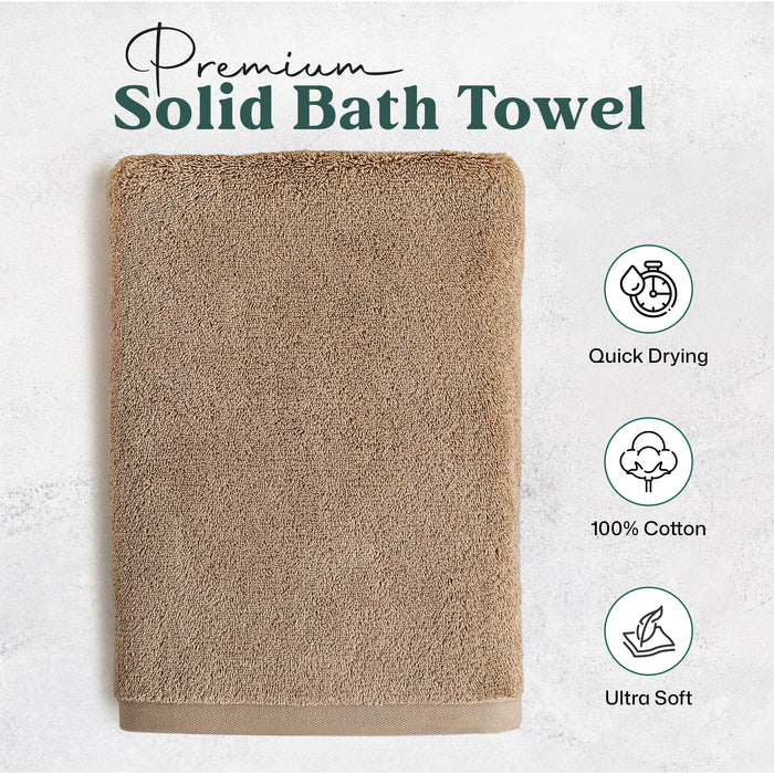 Solid Bundle 3 Pack of Washcloth, Bath and Hand Towels Dark Beige