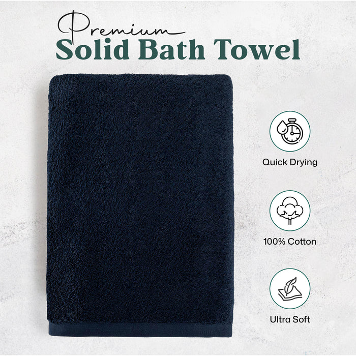 Solid Bundle 3 Pack of Washcloth, Bath and Hand Towels Marine Blue