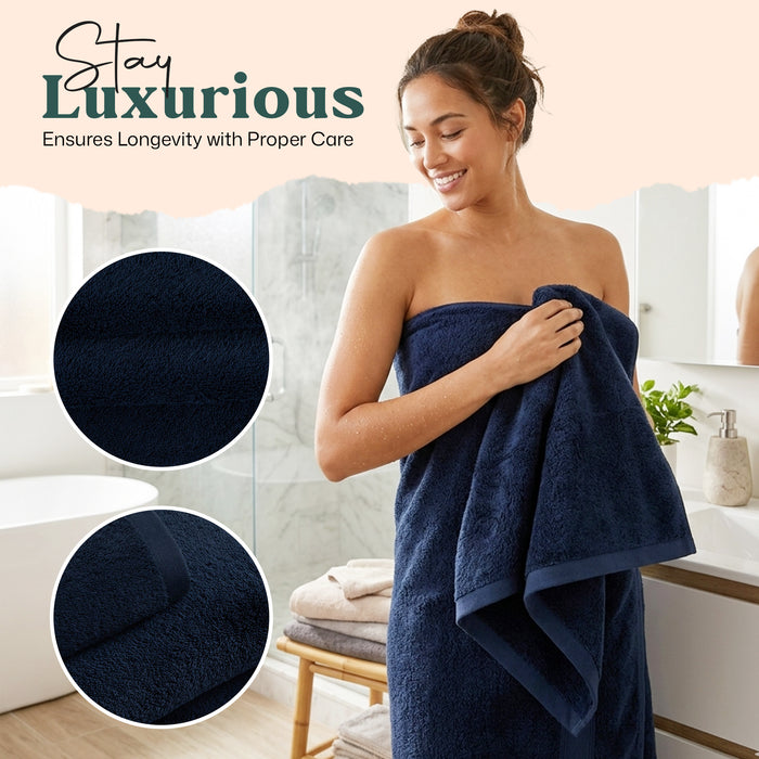 Solid Bundle 3 Pack of Washcloth, Bath and Hand Towels Marine Blue