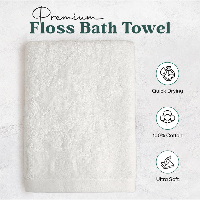 Floss Bundle 3 Pack of Washcloth, Bath Sheet and Bath Towel Ecru