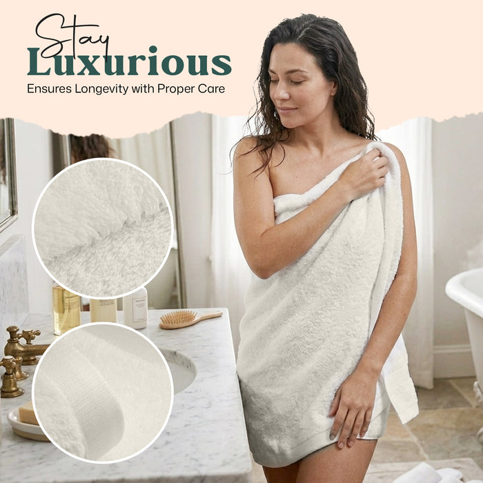 Floss Bundle 3 Pack of Washcloth, Bath Sheet and Bath Towel Ecru