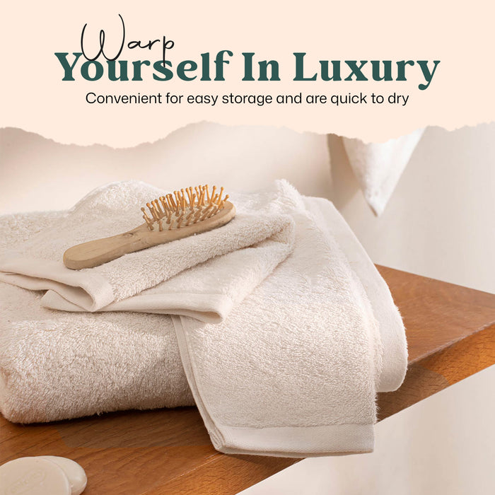 Eva Bundle 3 Pack of Washcloth, Bath Sheet and Face Towel Ecru