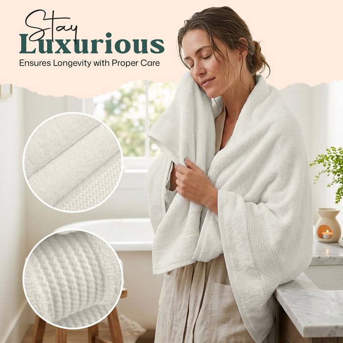 Eva Bundle 3 Pack of Washcloth, Bath Sheet and Face Towel Ecru