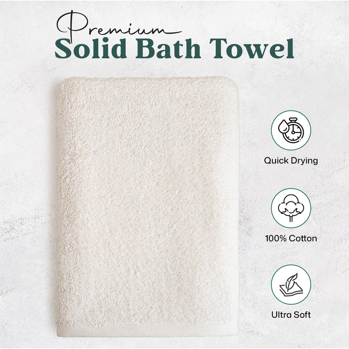 Solid Bundle 3 Pack of Washcloth, Bath Sheet and Face Towel Ecru