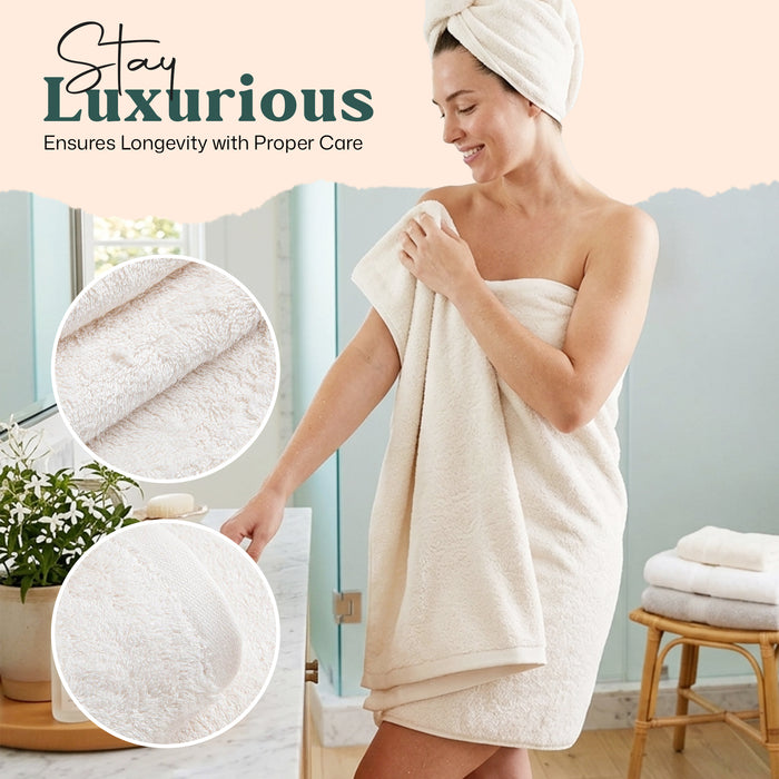 Solid Bundle 3 Pack of Washcloth, Bath Sheet and Face Towel Ecru