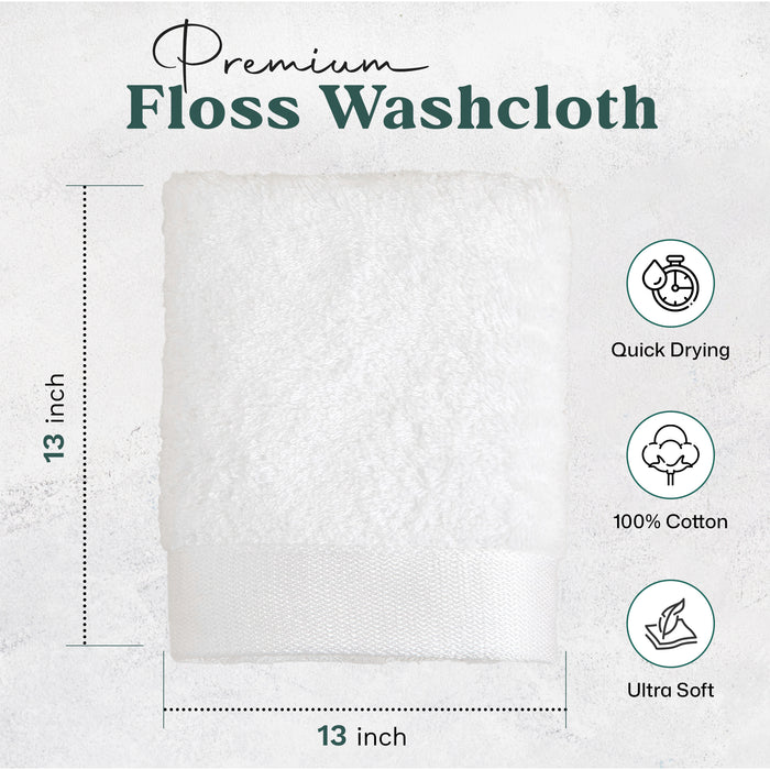 Floss Bundle 4 Pack of Washcloths Pearl White