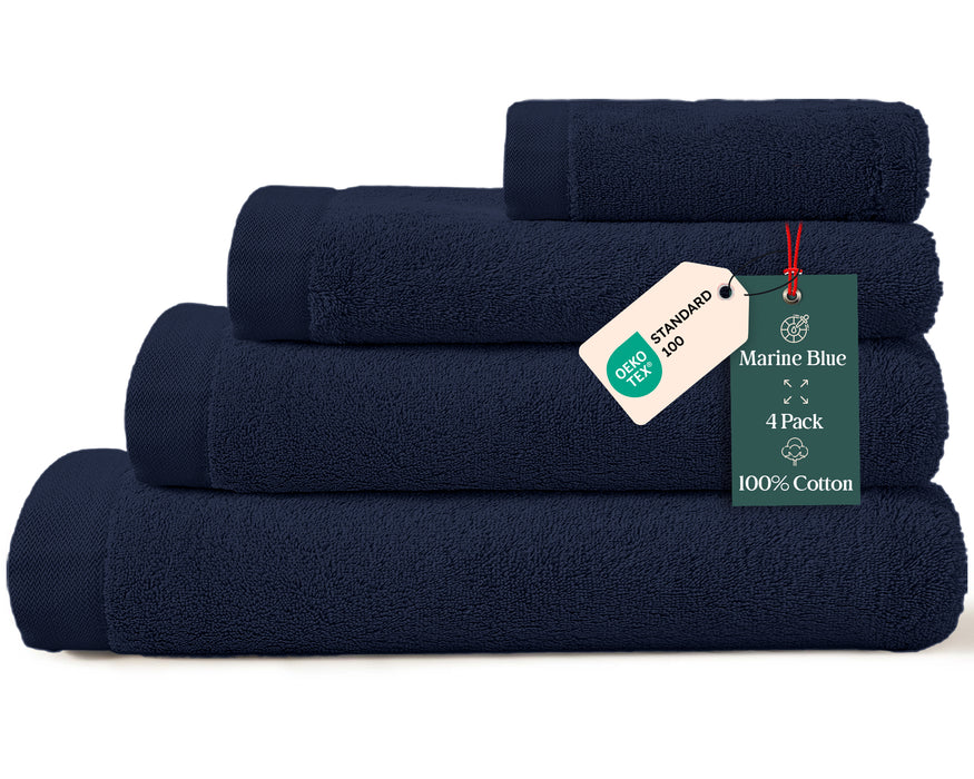 Solid Bundle 4 Pack of Washcloths Marine Blue