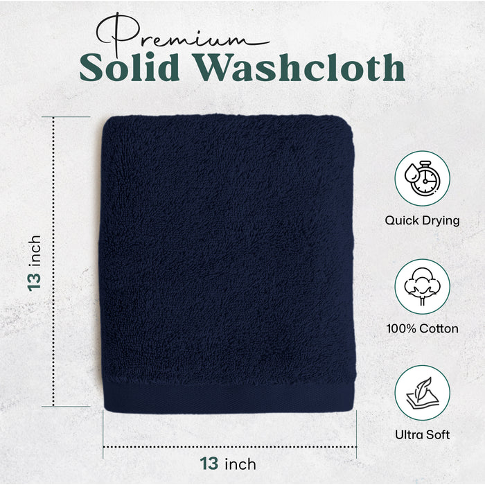 Solid Bundle 4 Pack of Washcloths Marine Blue