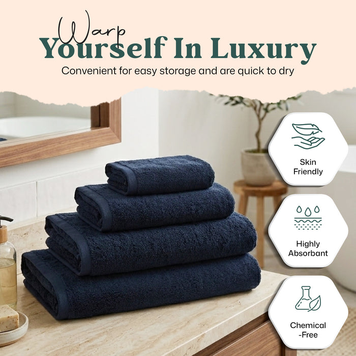 Solid Bundle 4 Pack of Washcloths Marine Blue