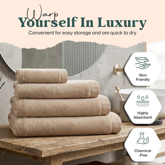 Solid Bundle 4 Pack of Face Towels Dark Beige