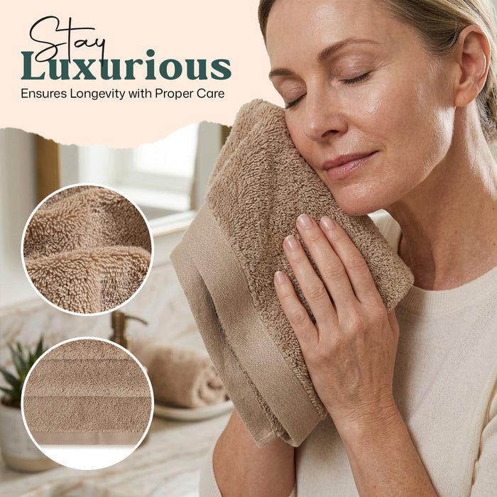 Solid Bundle 4 Pack of Face Towels Dark Beige