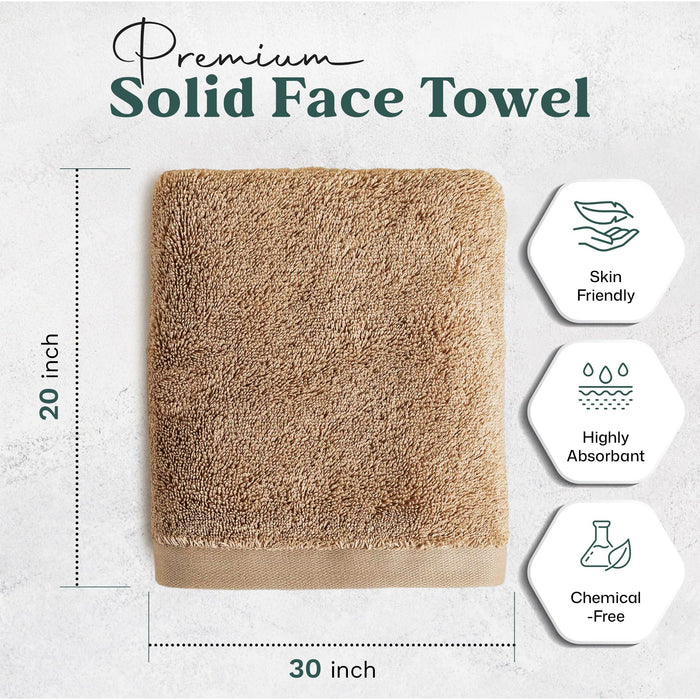 Solid Bundle 2 Pack of Washcloth and Face Towel Dark Beige