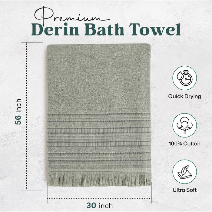 Derin Bath Towel 30x56 inch Smoke Green / Soft Yellow