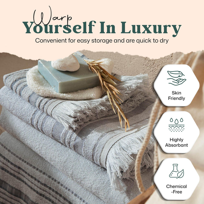 Derin Hand Towel 20x30 inch Pearl Blue / Smoke Grey