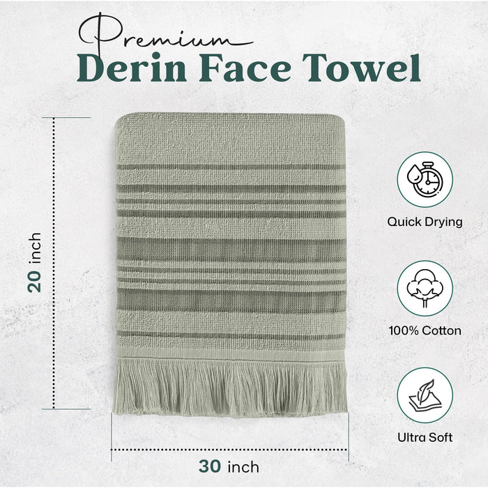 Derin Bundle 2 Pack of Washcloth and Hand Towel Smoke Green / Soft Yellow