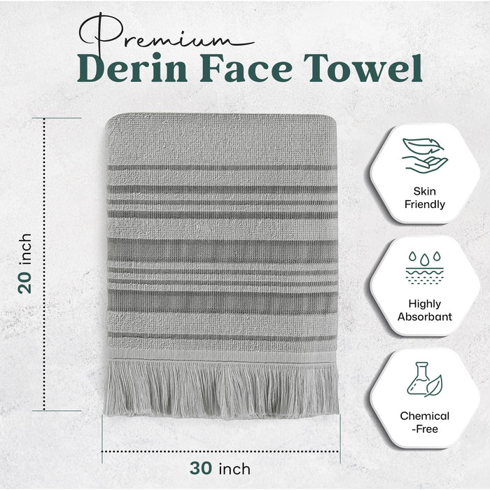 Derin Bundle 2 Pack of Washcloth and Hand Towel Blue / Smoke Grey