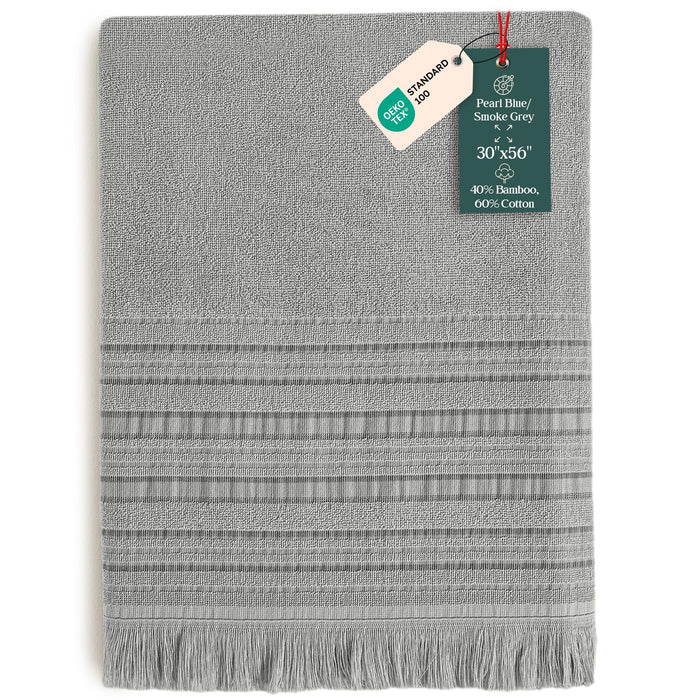 Derin Bath Towel 30x56 inch Pearl Blue / Smoke Grey