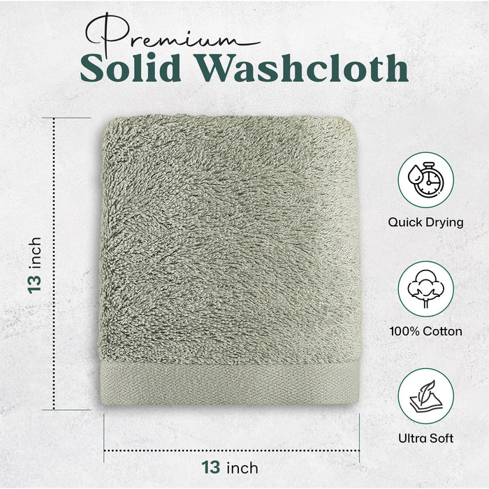 Solid Bundle 2 Pack of Washcloth and Face Towel Smoke Green