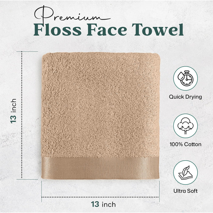 Solid Bundle 2 Pack of Washcloth and Face Towel Dark Beige