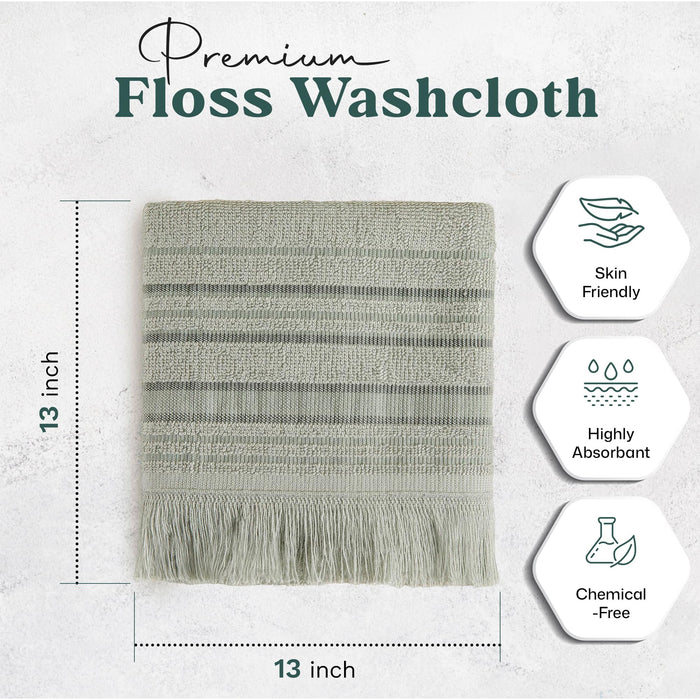 Derin Bundle 2 Pack of Washcloth and Hand Towel Smoke Green / Soft Yellow